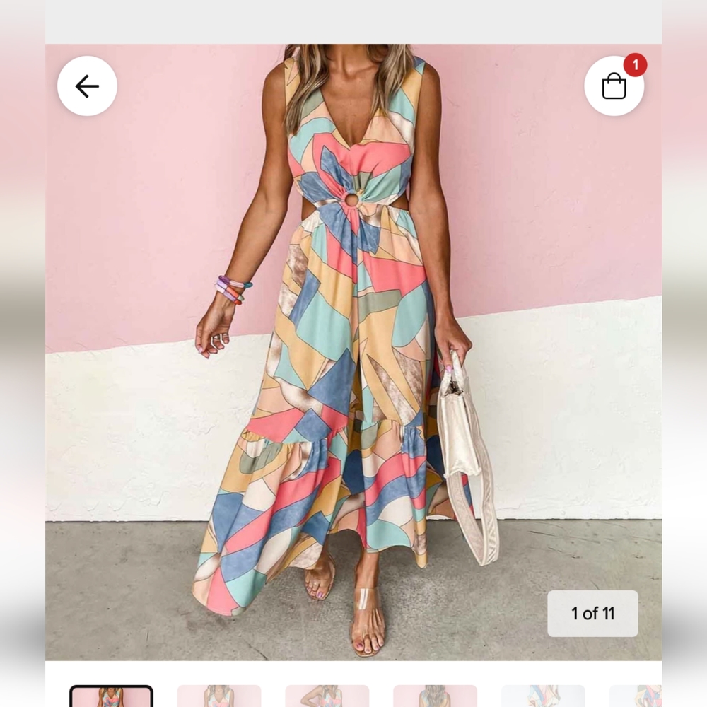 Bohemian cut out waist maxi dress XL